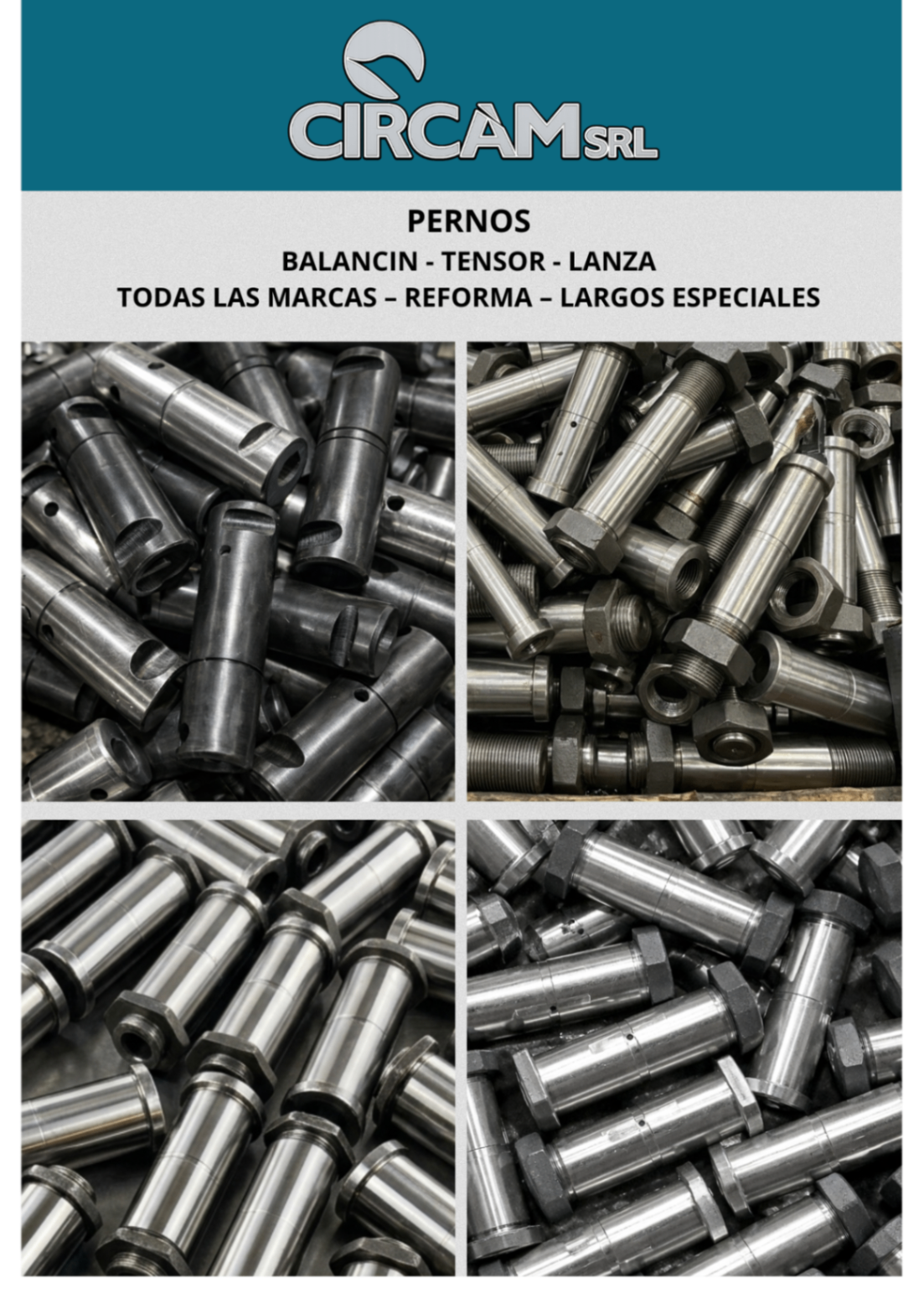 Pernos de balancín, tensor y lanza